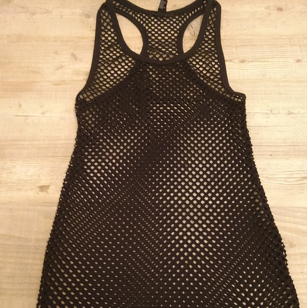 Forever 21 fishnet mesh sleeveless mini dress.